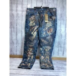 Amongst Other Men's Modern Denim Slim Fit Jean Destructed Pants Size 38X32